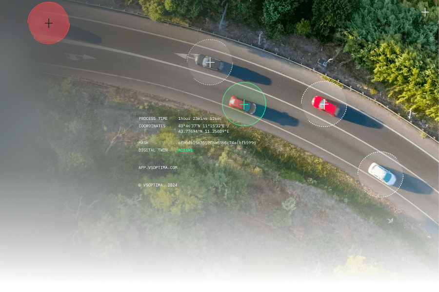 operational excellence cars driving along a road equipped with LiDAR technology